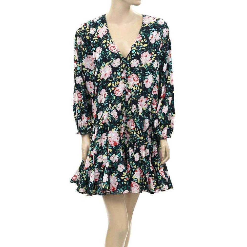 Uterque Zara Floral Printed Mini Dress Buttondown Babydoll Swing S26 New